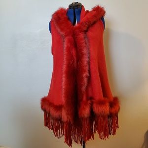 Faux fur hoodie cardigan